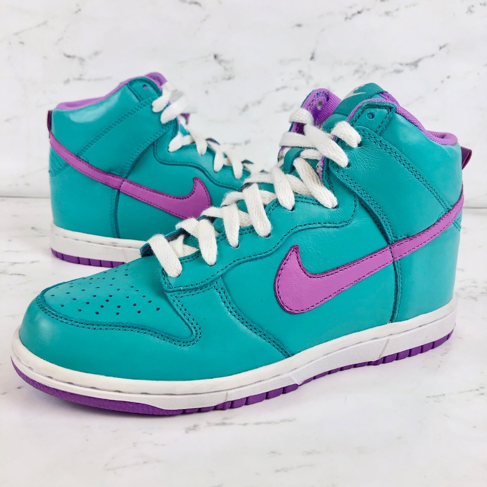 Nike Women's Dunk High, Size 6.5, Teal & Purple